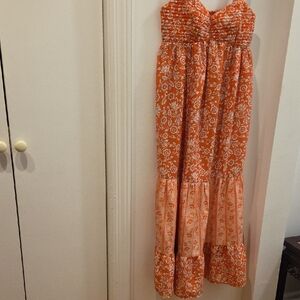Orange Floral Maxi Dress
